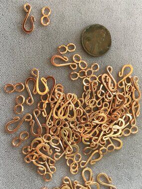 Fifty (50) Copper-plated Hook and Eye Clasps - Easy-to-Use, Pretty, Affordable!